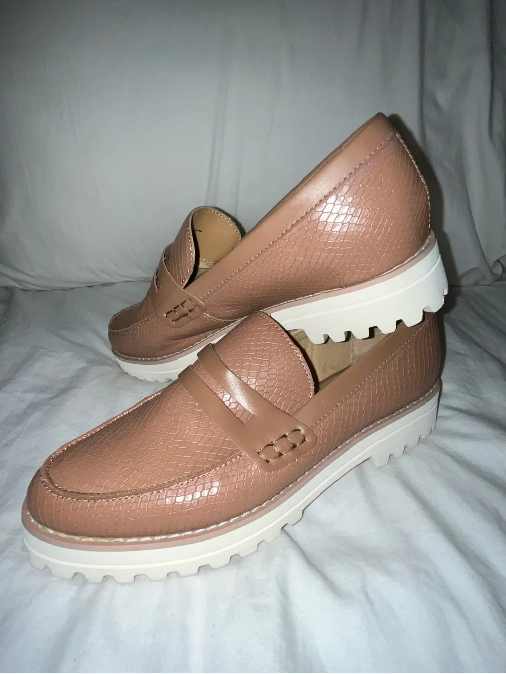 Dolce Vita Light Brown Alma Faux Leather Wedge Heel Loafer